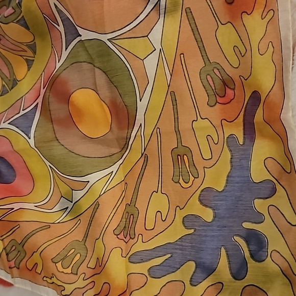 Vintage 1960s Mod Lightweight Semi-sheer Square Scarf - Picture 4 of 8